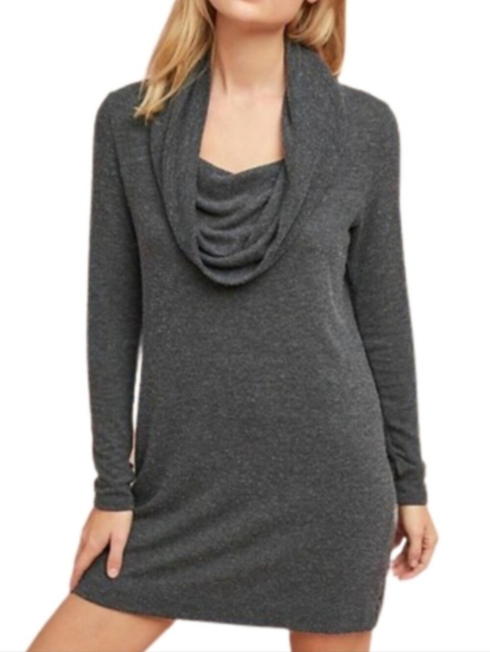 Michael Stars Charcoal Cowl Neck Long Sleeve Dress